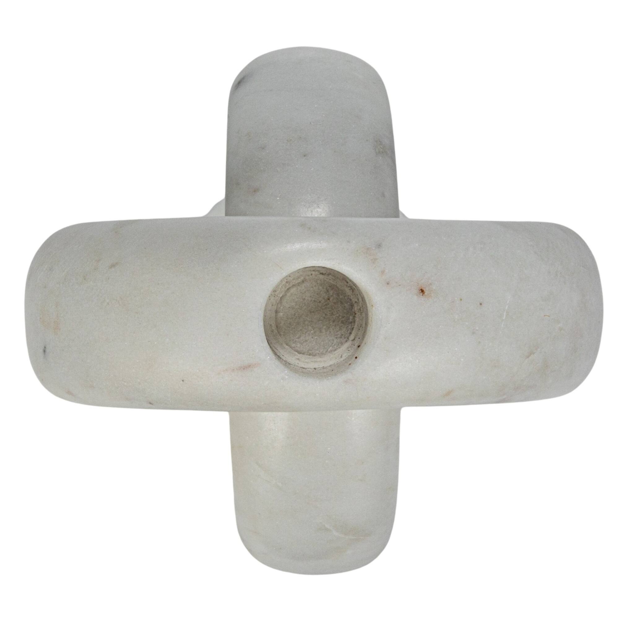 Hello Honey® 8" White Decorative Marble Chain Link Taper Candle Holder